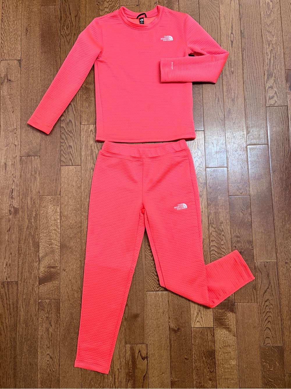 The North Face Girls DotKnit Coral Pink Thermal Base Layer Set